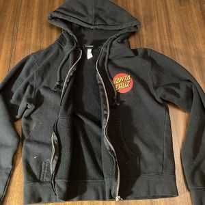 black santa cruz zip up hoodie - adult small